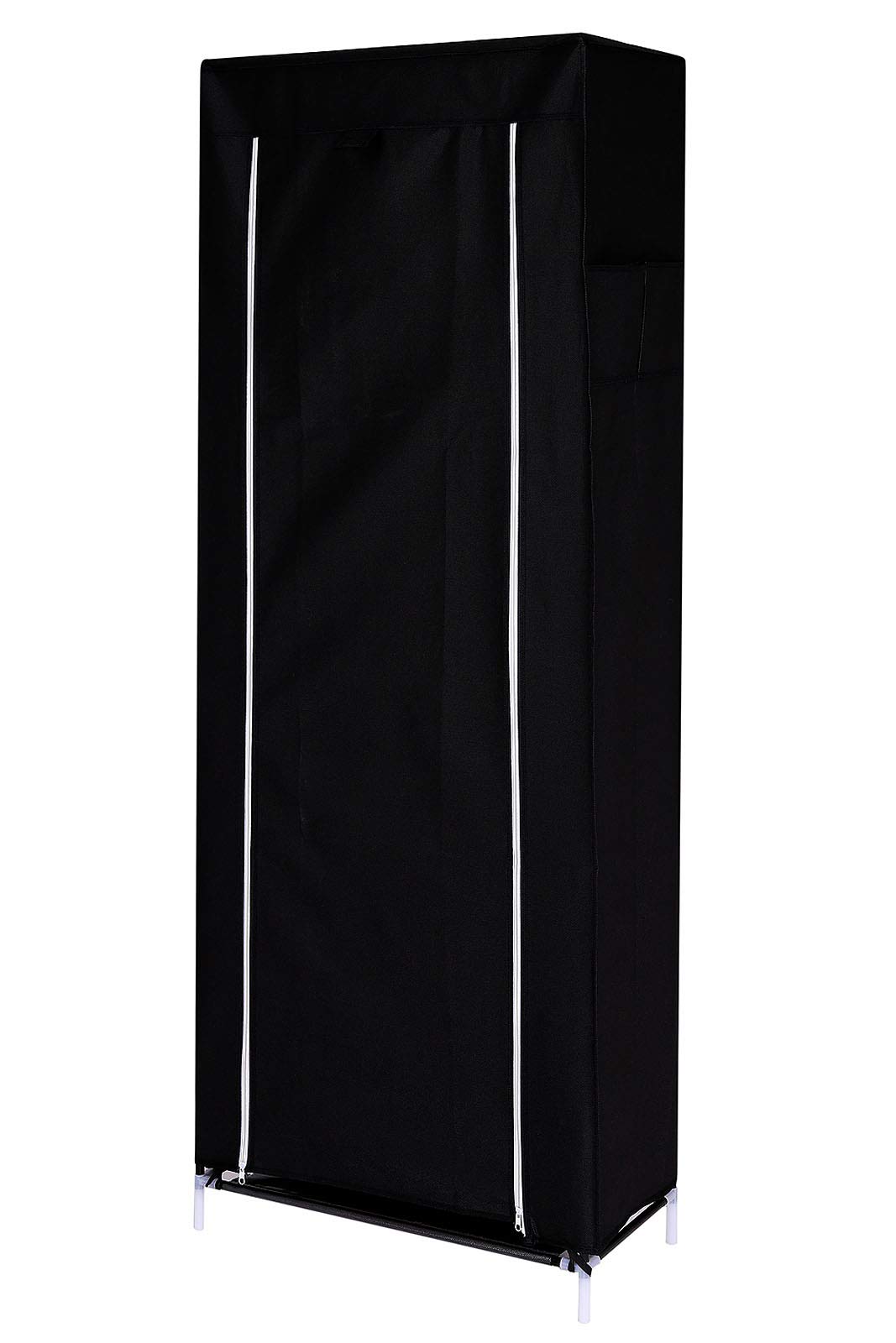Tavora Szafa składana z flizeliny, 60x30x160 cm, oddychająca i oszczędzająca miejsce tekstylna szafa z praktycznymi półkami i stabilnym drążkiem na ubrania, higieniczna i łatwa w czyszczeniu, czarna
