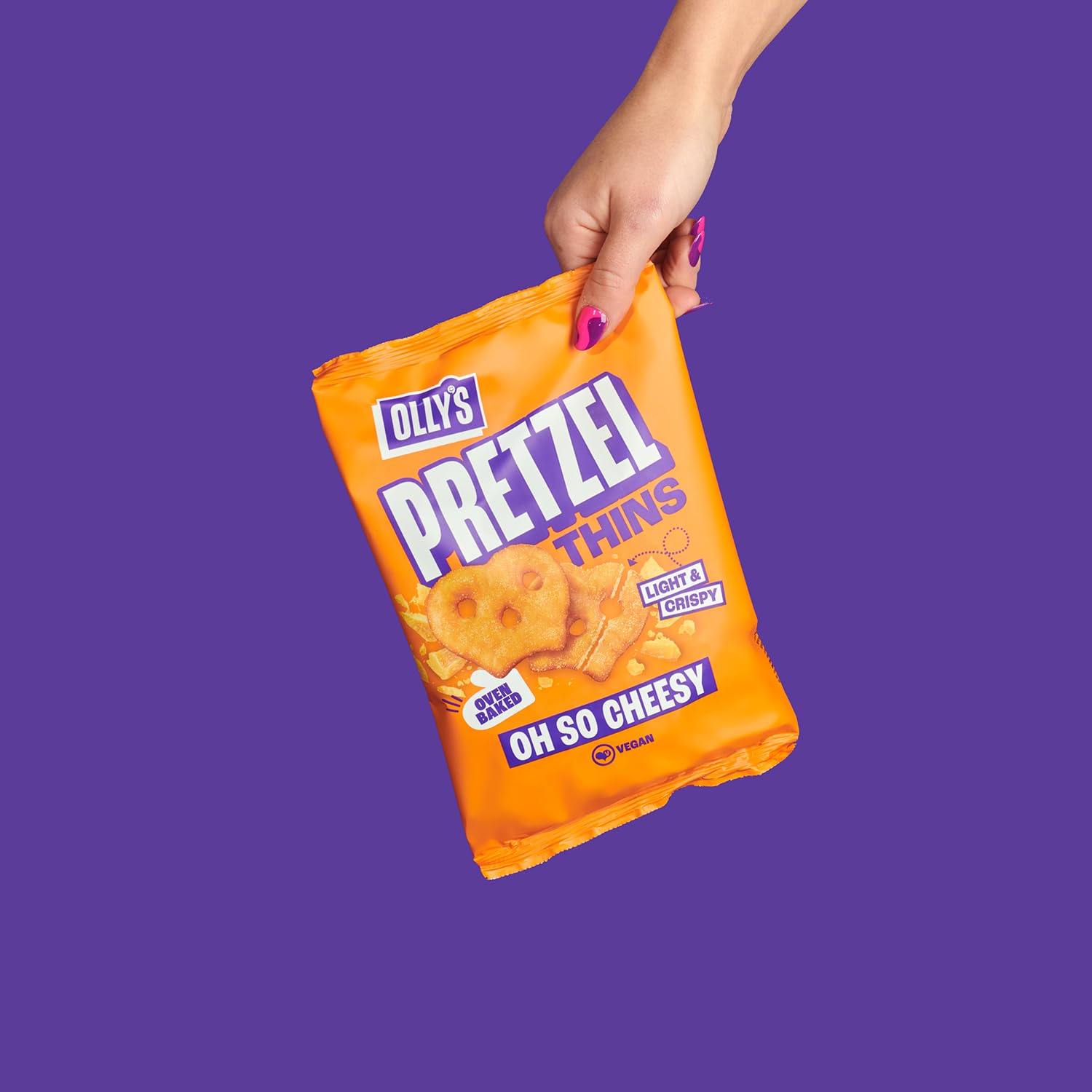 Olly's Pretzels horneados Sabor a Queso Snacks Veganos 140g