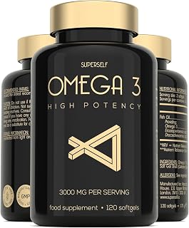 Fish Oil Omega 3 Capsules - High Strength 3000mg - 120 Softgel Capsules - Easy to Swallow & Burpless - Triple Potency DHA 660mg & EPA 990mg - UK Made Omega 3 Supplement - 1000mg Fish Oil per Tablet