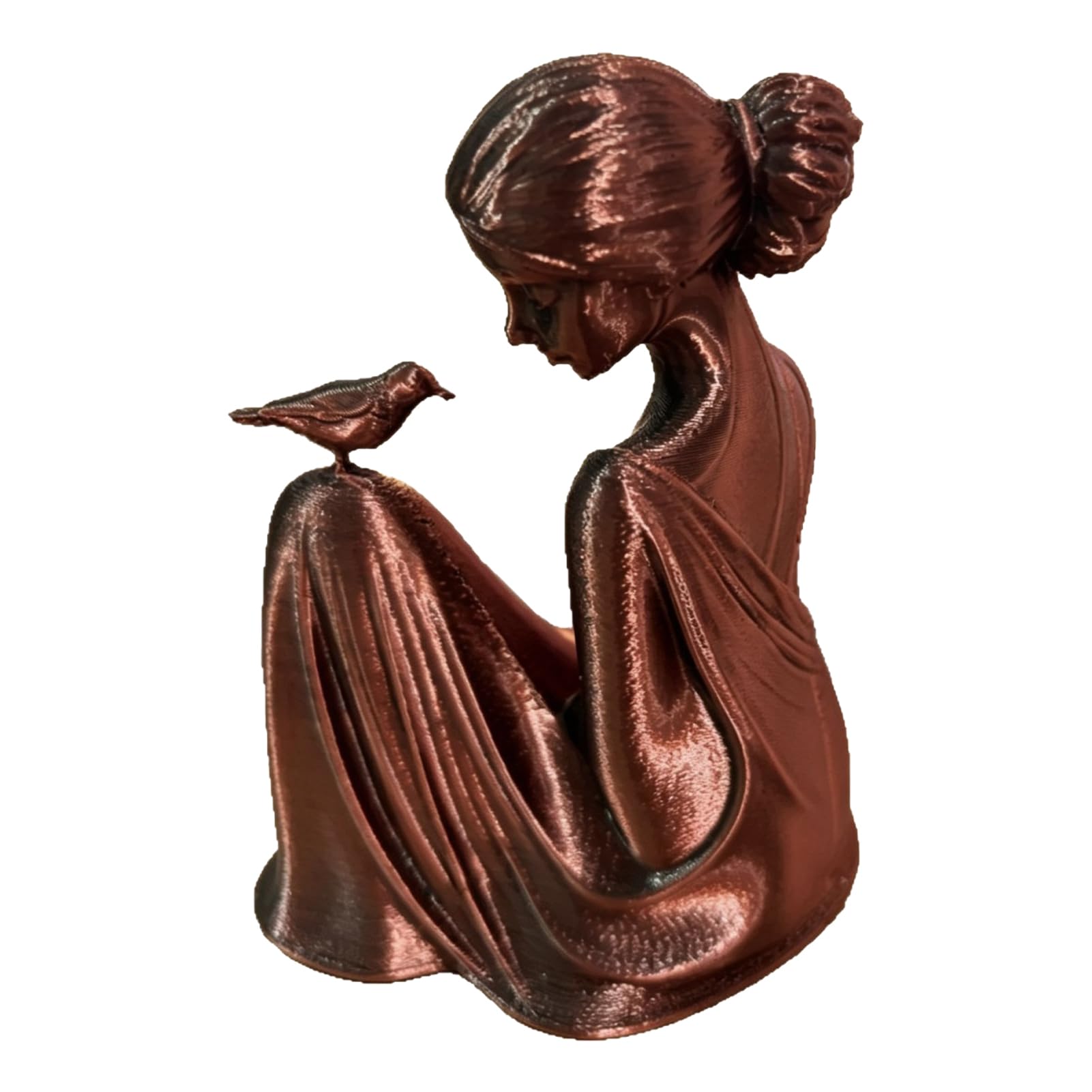 Glifora Sitting Woman Bird Figurine - 3D Printed Elegant Women and Bird Decorative Sculpture for Home, Office, Desk and Bookshelf Decor
