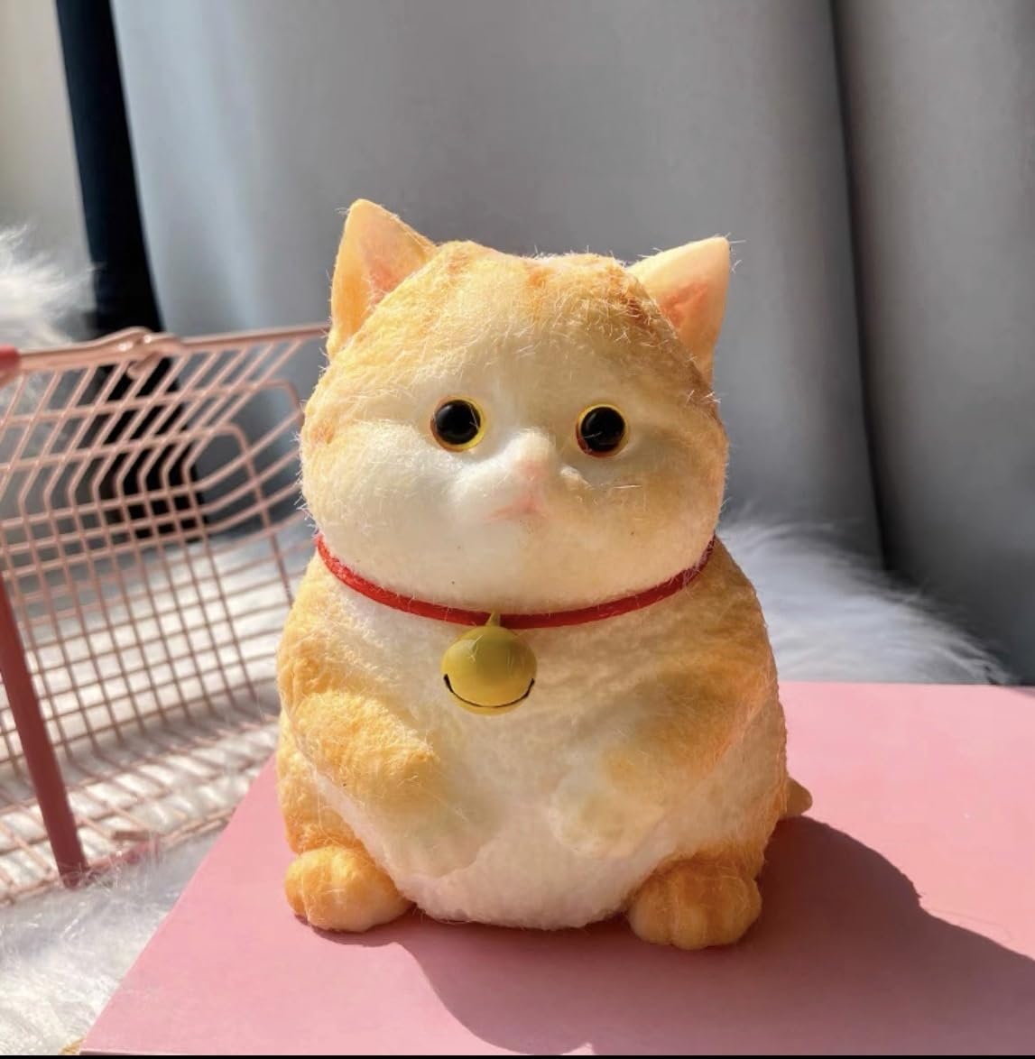 Medium Squishy Cat, Fluffy Sticky Soft Realistic Cat,Stress Relieving Cute Large Cat Toys for Family or Friend (Orange Cat)