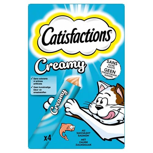 CATISFACCIONES Creamy golosinas de salmón para Gatos 4x10g