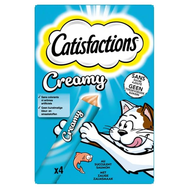 CATISFACCIONES Creamy golosinas de salmón para Gatos 4x10g