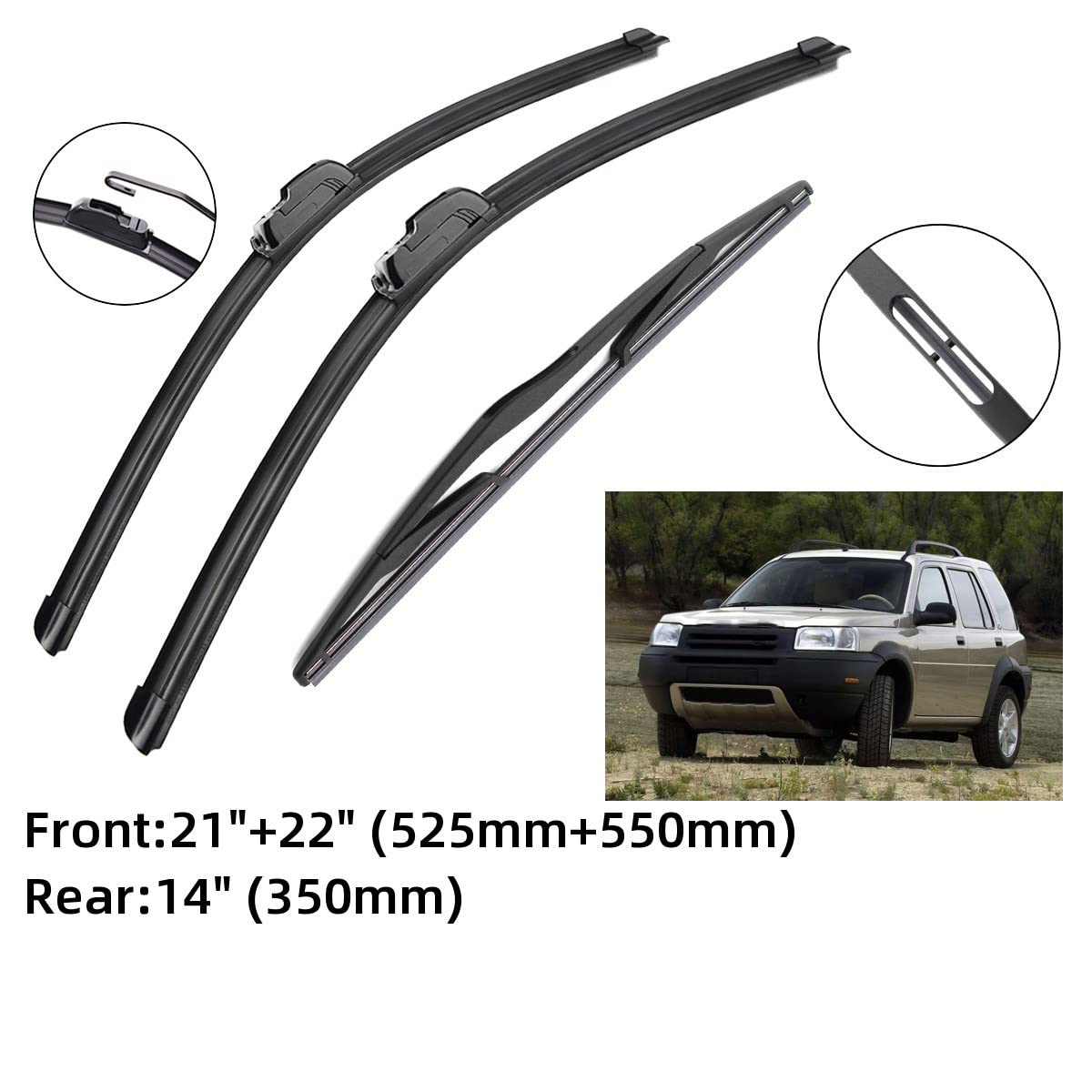 Auto Tergicristallo 21 "22" 14 "Anteriore Lunotto Tergicristallo Lame Spazzole Cutter Accessori Per Land Rover Per Freelander 1 MK1 1997 1998 1999 2000 2001 2002 2003 2004 2005 2006