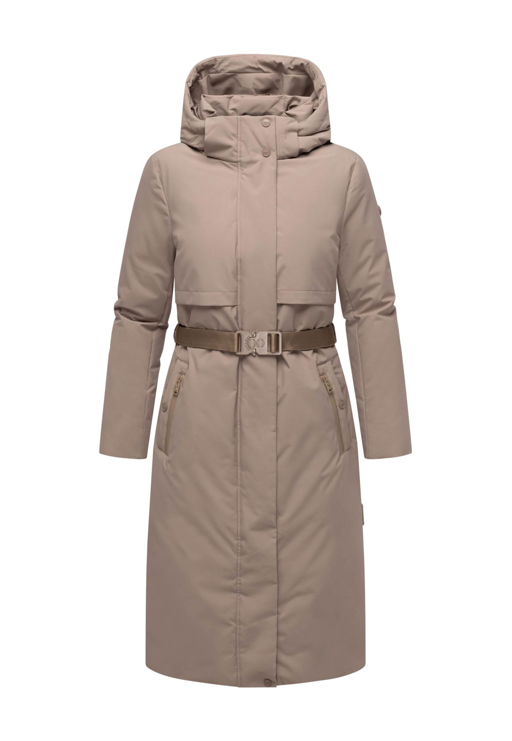 Navahoo Damen Winterjacke (XS-3XL) - wasserabweisend, abnehmbare Kapuze, Taillengürtel - N107