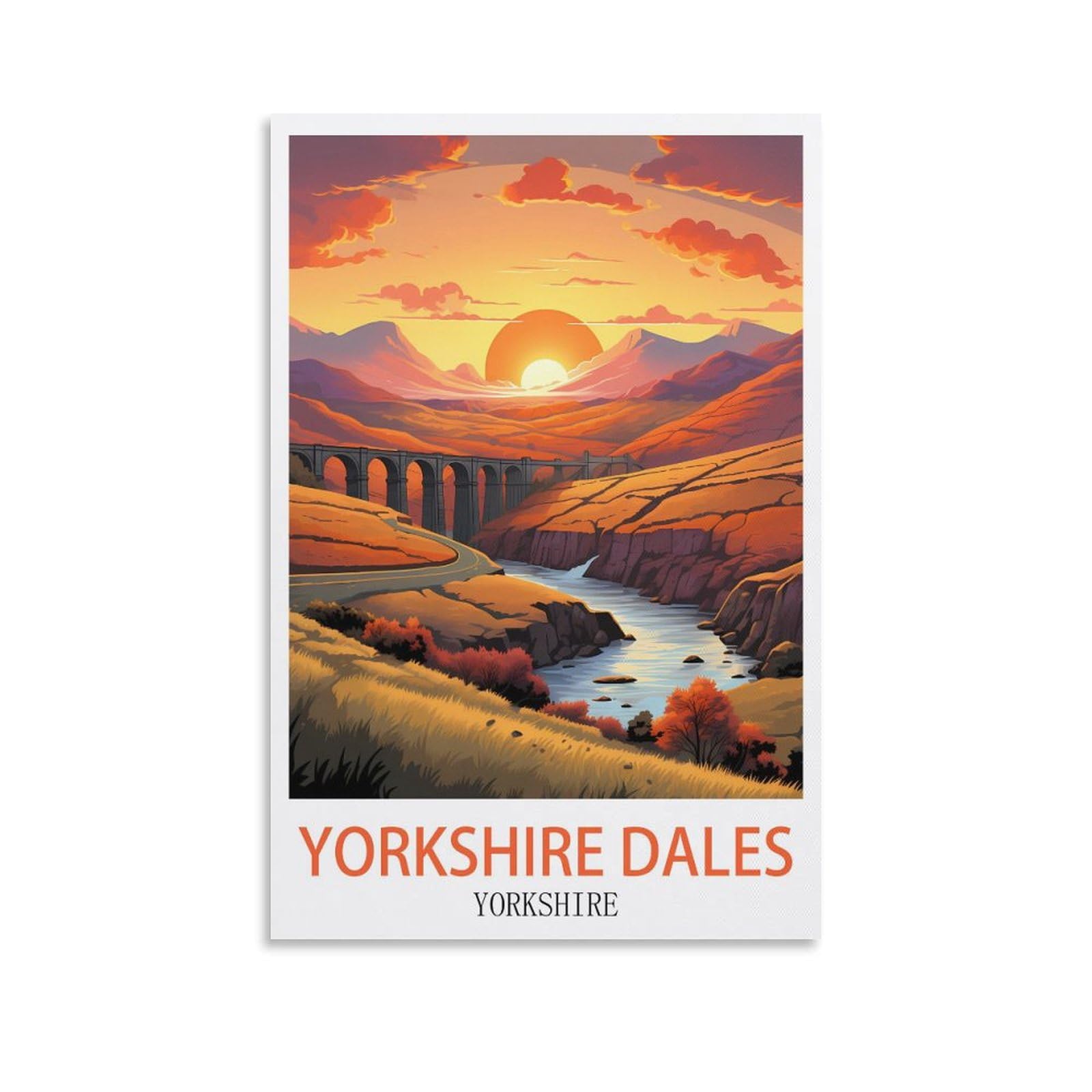 CEYHNO Yorkshire Dales Yorkshire Vintage Travel Posters 08x12inch(20x30cm) Canvas Art Poster And Wall Art Picture Print Modern Family Bedroom Decor