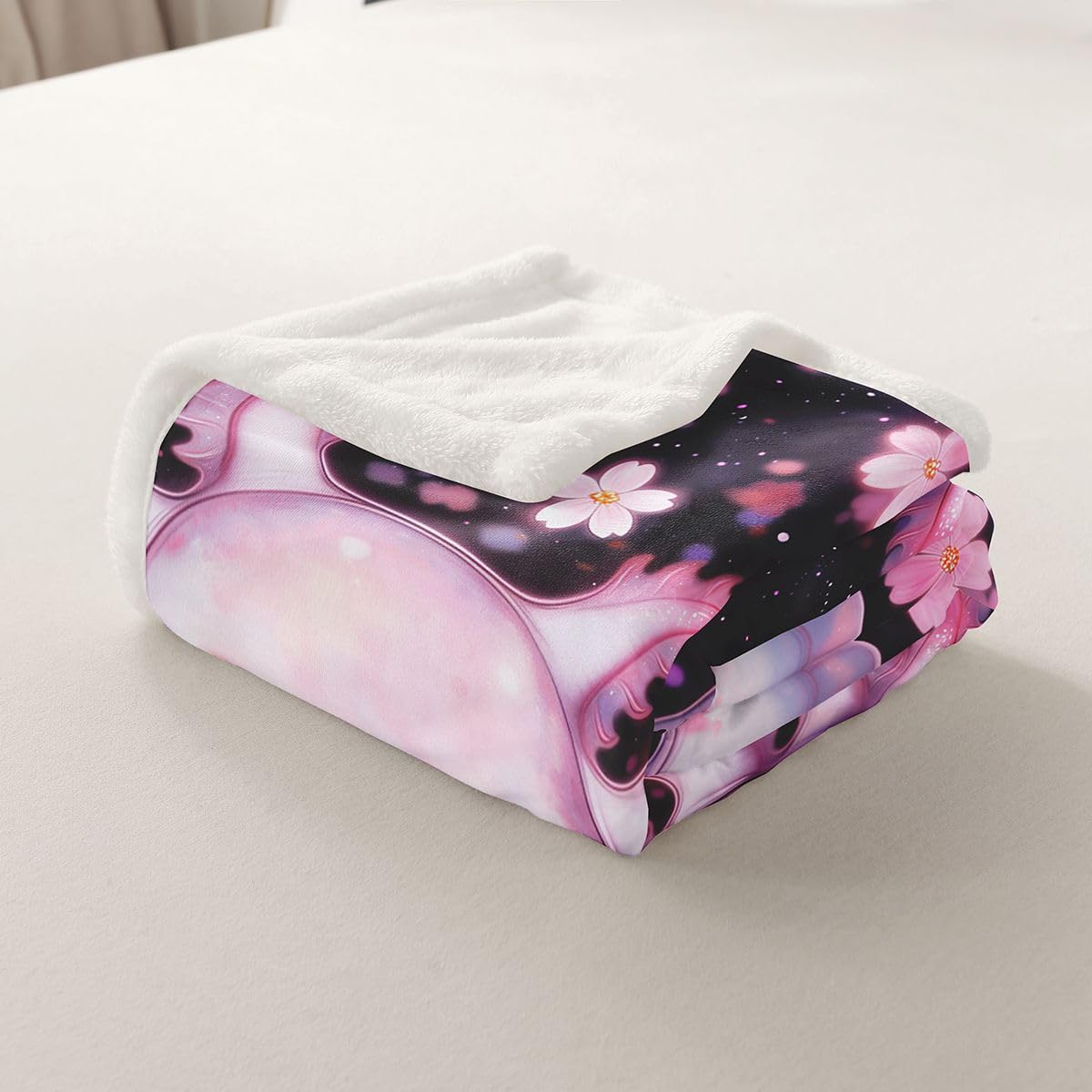 Loussiesd Uroczy Axolotl Sherpa narzuta koc na kanapę kreskówka salamandra super miękki przytulny polar kawaii ocean morska koc na zimę, pluszowa narzuta czarno-różowa, podwójna, 152 x 180 cm, na cały