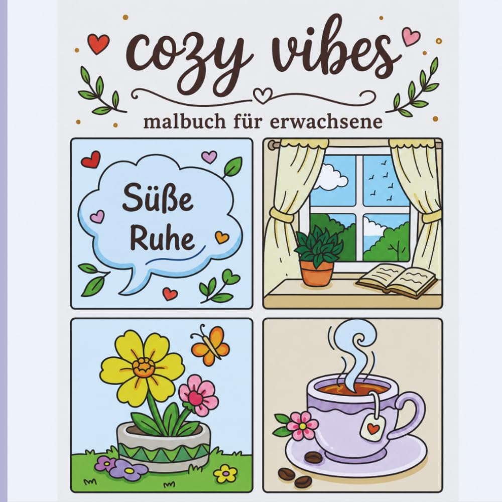 Cozy Vibes Malbuch für Erwachsene: Süße Ruhe und Gemütliche Momente, Einzigartige, einfache Motive für Entspannung, Achtsamkeit und Stressabbau ( Bold And Easy )