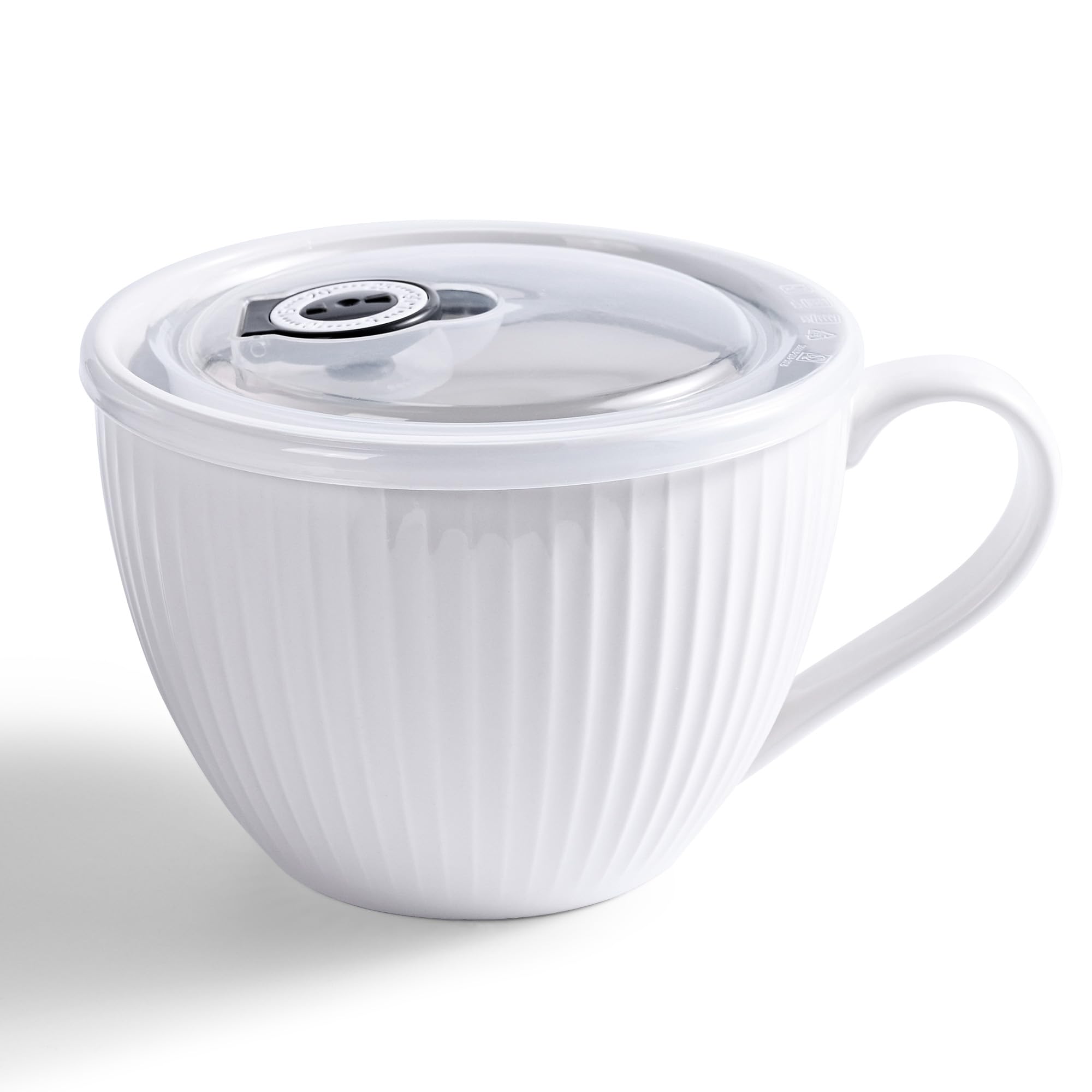 Tasse à soupe en céramique avec couvercle, 1 grand bol à bouillie et à céréales, passe au micro-ondes avec poignées pour ramen, porridge, préparation des repas, petit déjeuner, cadeau idéal pour