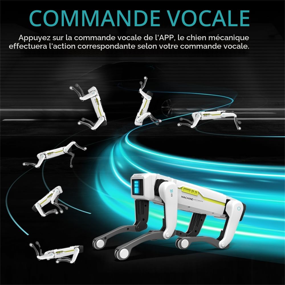 Robot chien jouet télécommandé, robot intelligent contrôlable par application, programmeable, capable de danser, écouter de la musique et interagir