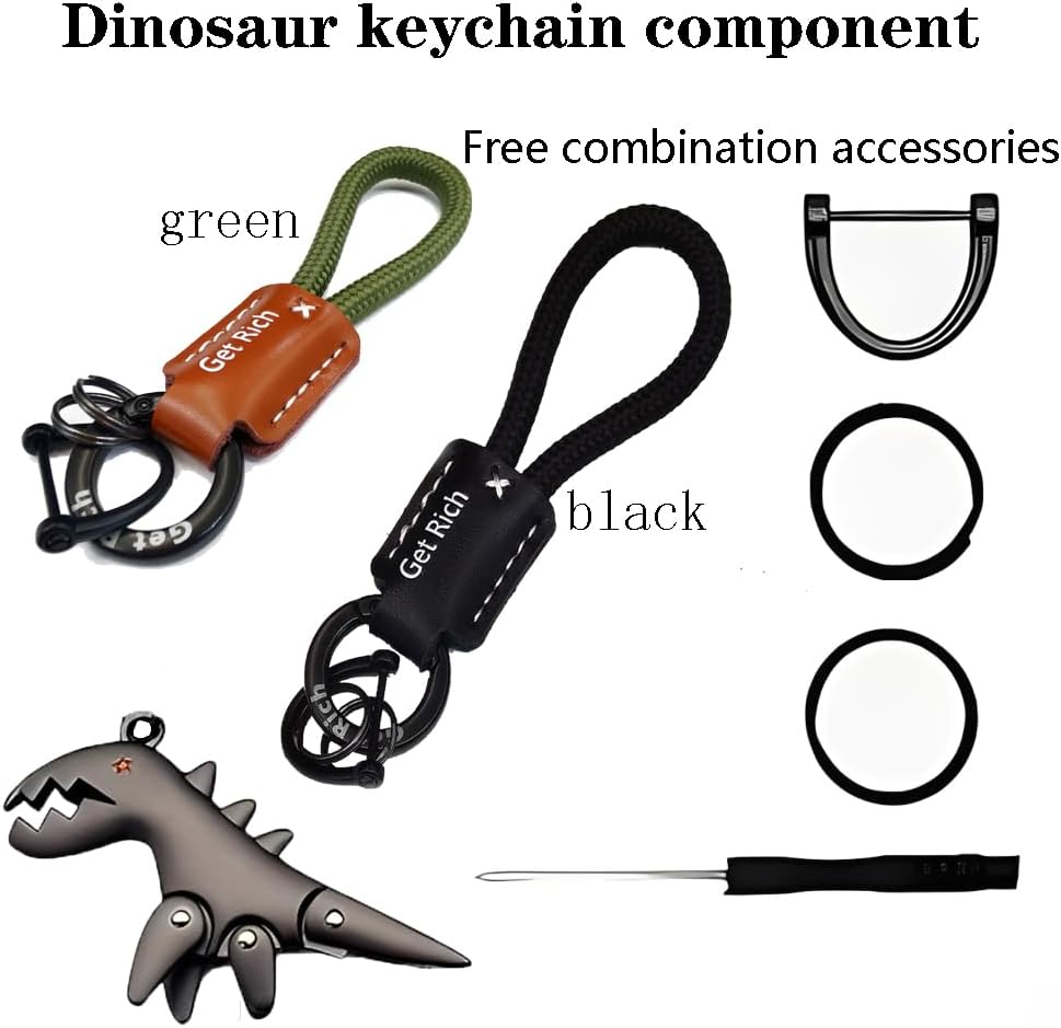Dinosaur Weseecase Keychain Aluminum Alloy Charm Paired with a Hand-Woven Bracelet Metal Dinosaur Keychain For Backpack - Image 3