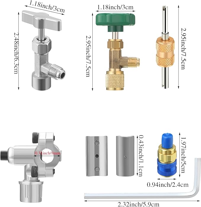 Kit de Recarga de Refrigerante R134a con Manguera, Manómetro y Válvula miniatura 3