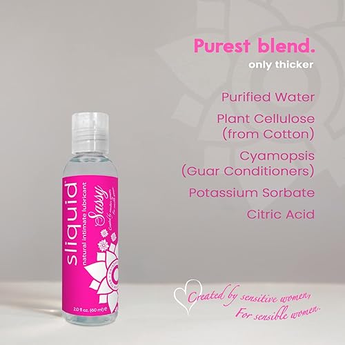 Miniatura 8 de Sliquid Sassy - Lubricante a base de agua, gel grueso y duradero, lubricante natural para mujeres/hombres/parejas, sin perfume, 2 onzas líquidas