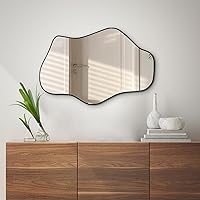 Vista 4 de Espejo de pared irregular, espejos asimétricos de 21 x 14 pulgadas, espejo moderno sin marco para pared, espejos de forma única para sala de estar