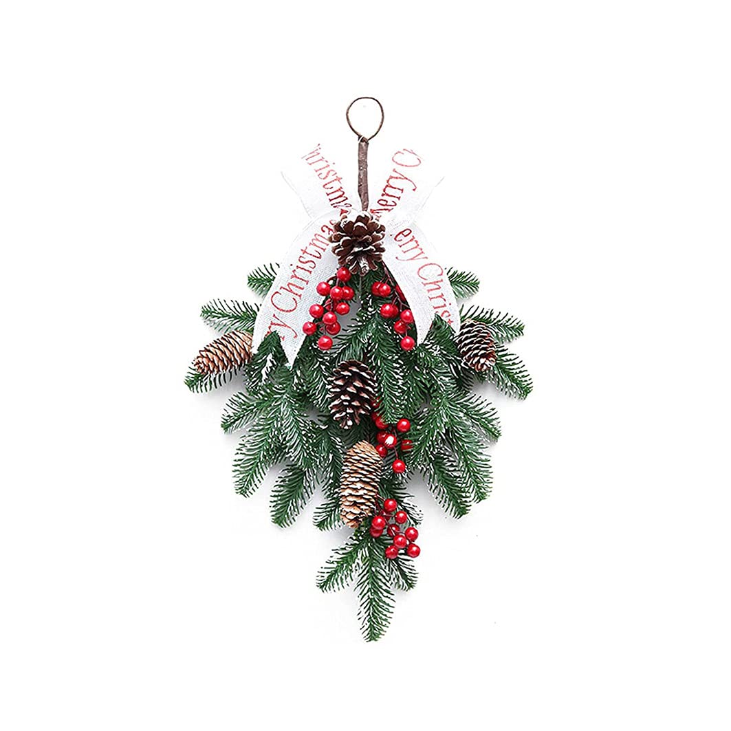 Christmas Teardrop Swag Hanging Decor, Christmas Teardrop Swag Pine and Pinecone Decorations Hanging Ornaments Xmas Decor Christmas Decorations for Home Shop Windows Fireplaces (1PC)