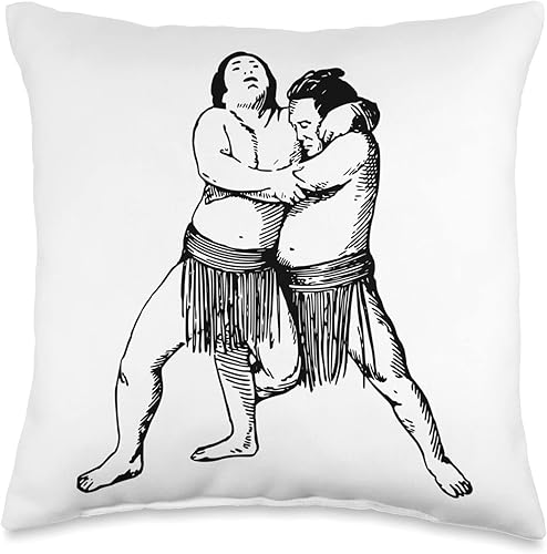 Clever Witty Sumo Designs Wrestling Vintage Wrestler Retro Sumo - Almohada de 16 x 16 pulgadas, multicolor