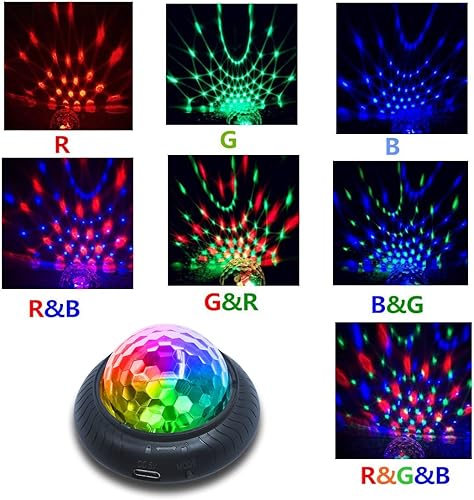 Miniatura 2 de Luz nocturna para fiesta de discoteca, 2 en 1, parpadeos con música activada por sonido, bola de discoteca multicolor, recargable, funciona con