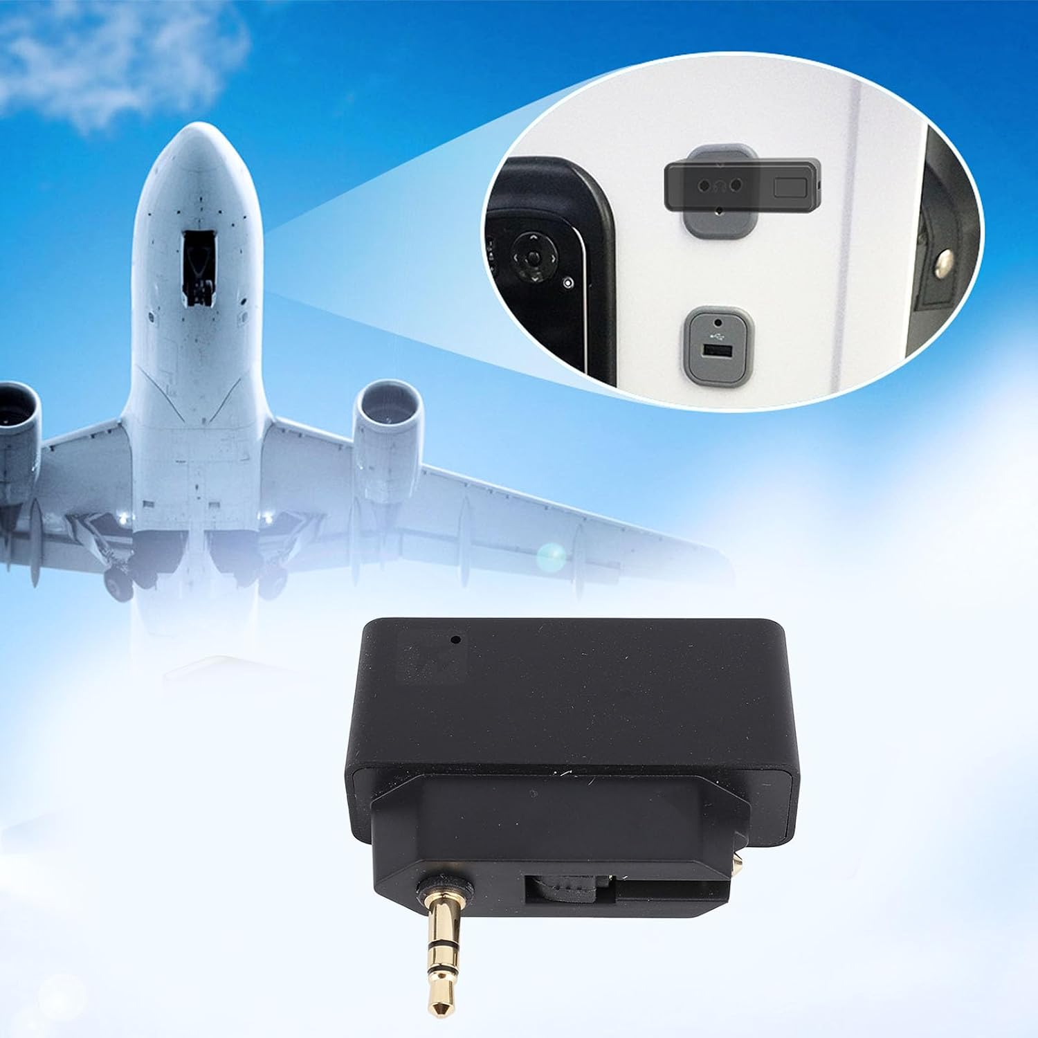 Airplane Bluetooth 5.0 Transmitter, 2 in 1 Wireless Bluetooth Audio Transmitter Receiver for 3.5mm Aux Jacks on Flight TV Gym Equipment, DC3.0-4.2V 10m