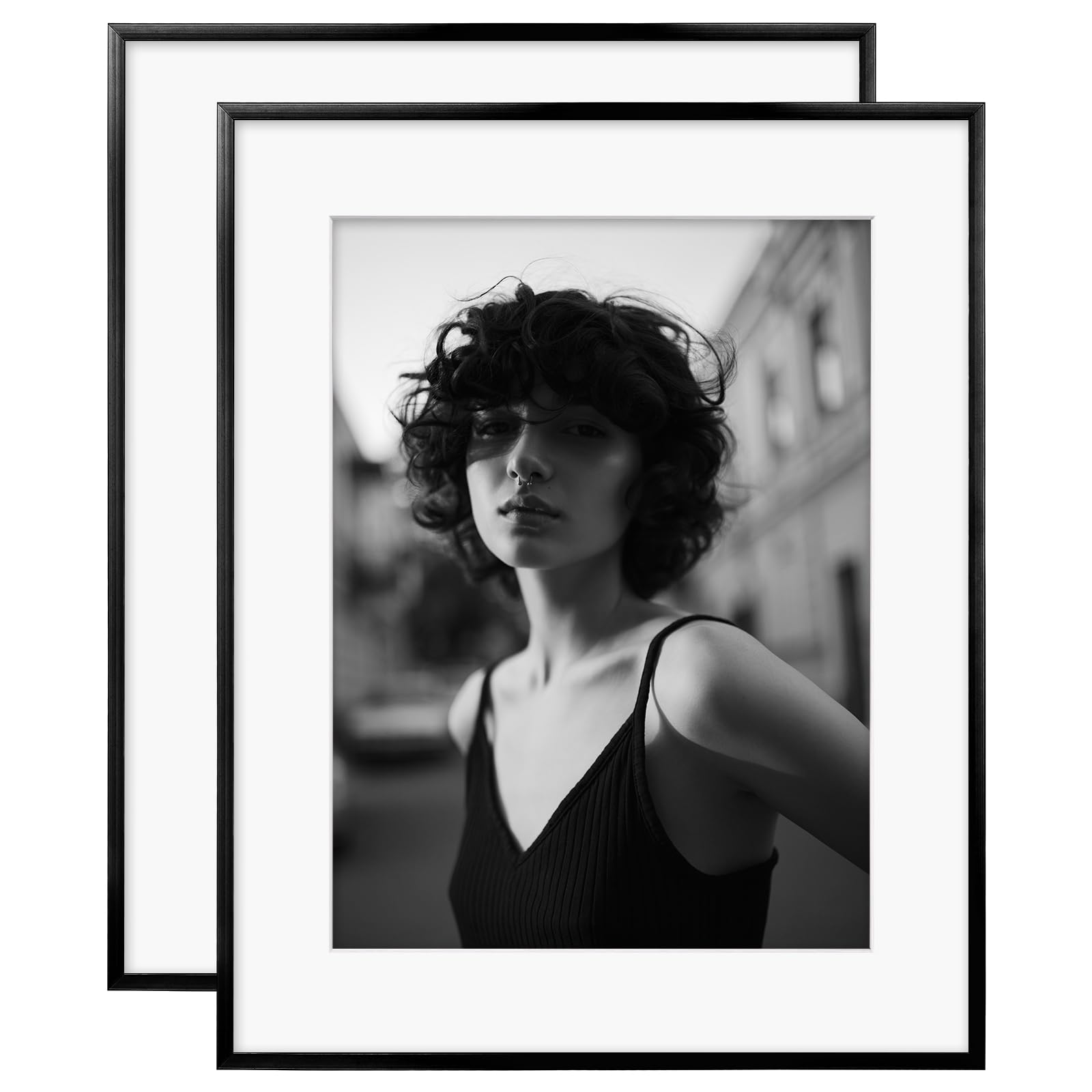 Egofine 16x20 Aluminum Picture Frame Display with Mat for 12x16 or 16x20 without Mat, Metal Poster Frame Covered by Plexiglass for Wall Mounting Horizontally and Vertically, 2 Pack, Black