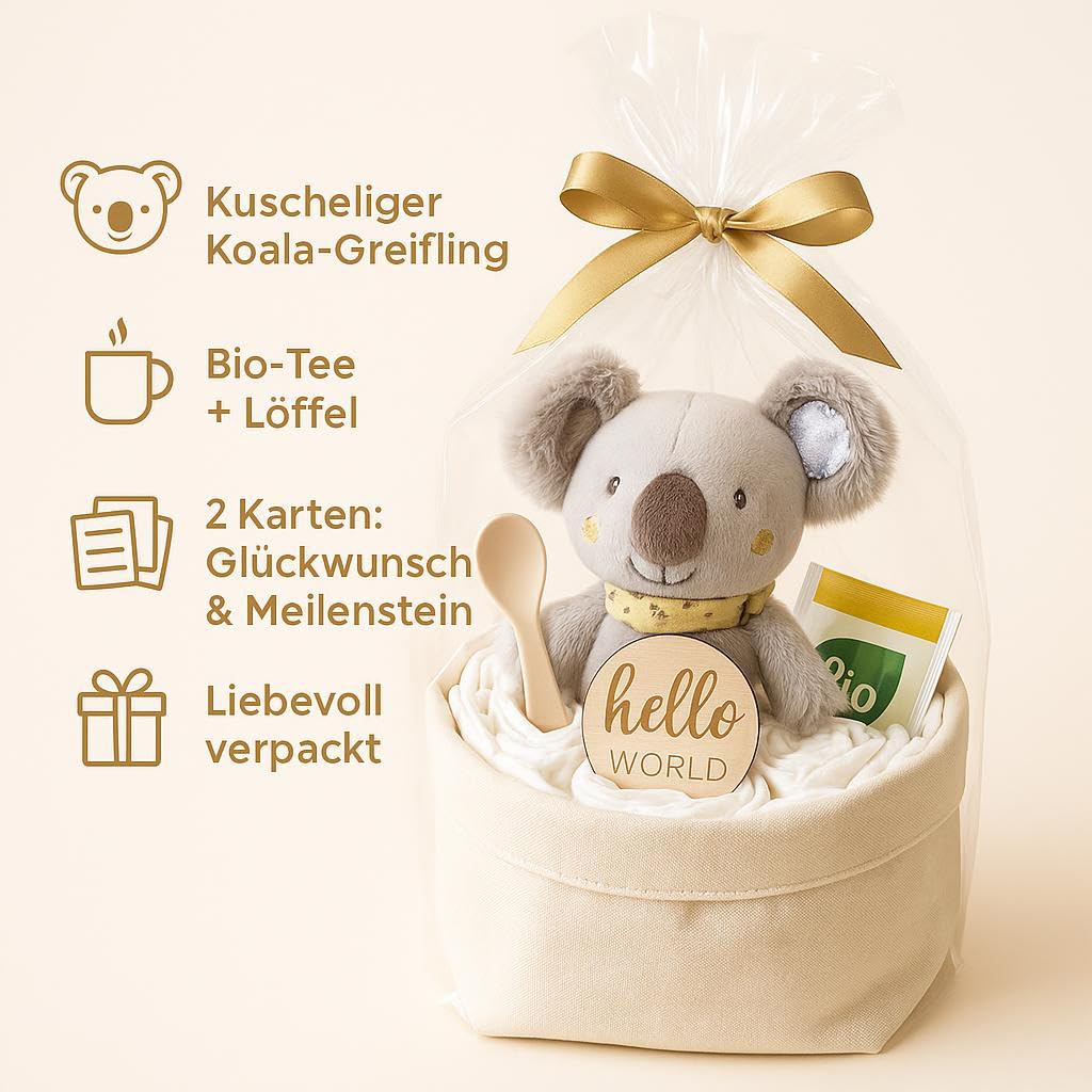 Gâteau de couches bohème vintage pour fille et garçon avec hochet koala, cadeau de naissance