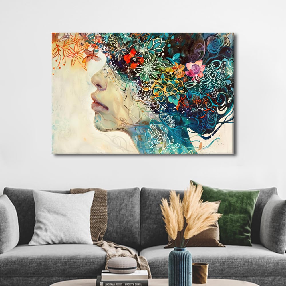 TISHIRON Art Work for Home Walls Women Wall Art Real and Imagined Wall Decor Women Wall Art Canvas Frame Art Prints Large Wall Decor Home Decor Modern Canvas Wall Art Ready to Hang, 60x90cm