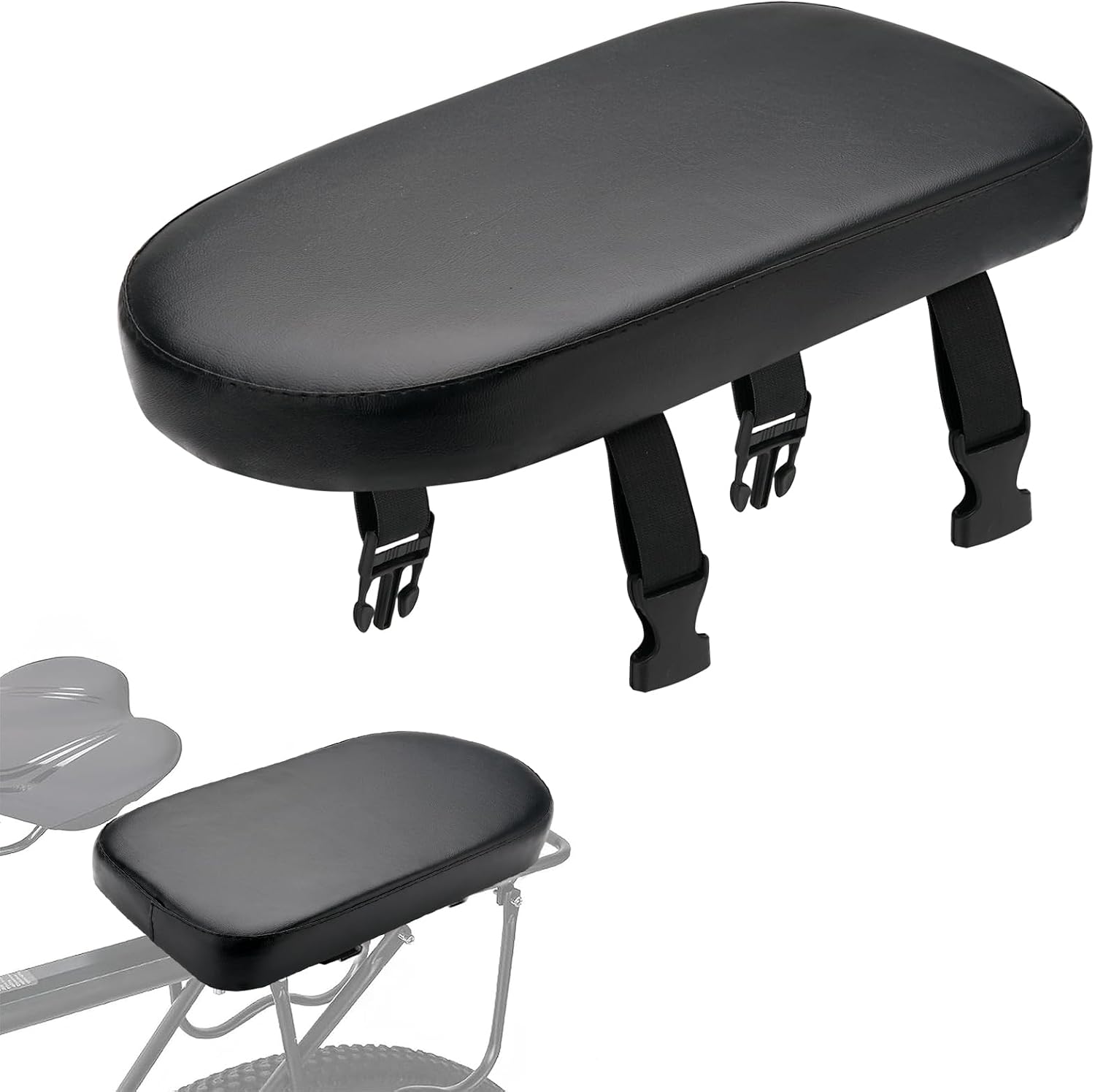Rear Bike Seat Cushion for Standard Racks, Black | Thick Foam Core Reduces Pressure and Wipes Clean Easily for Commuting, Trail Riding or Carrying Passengers