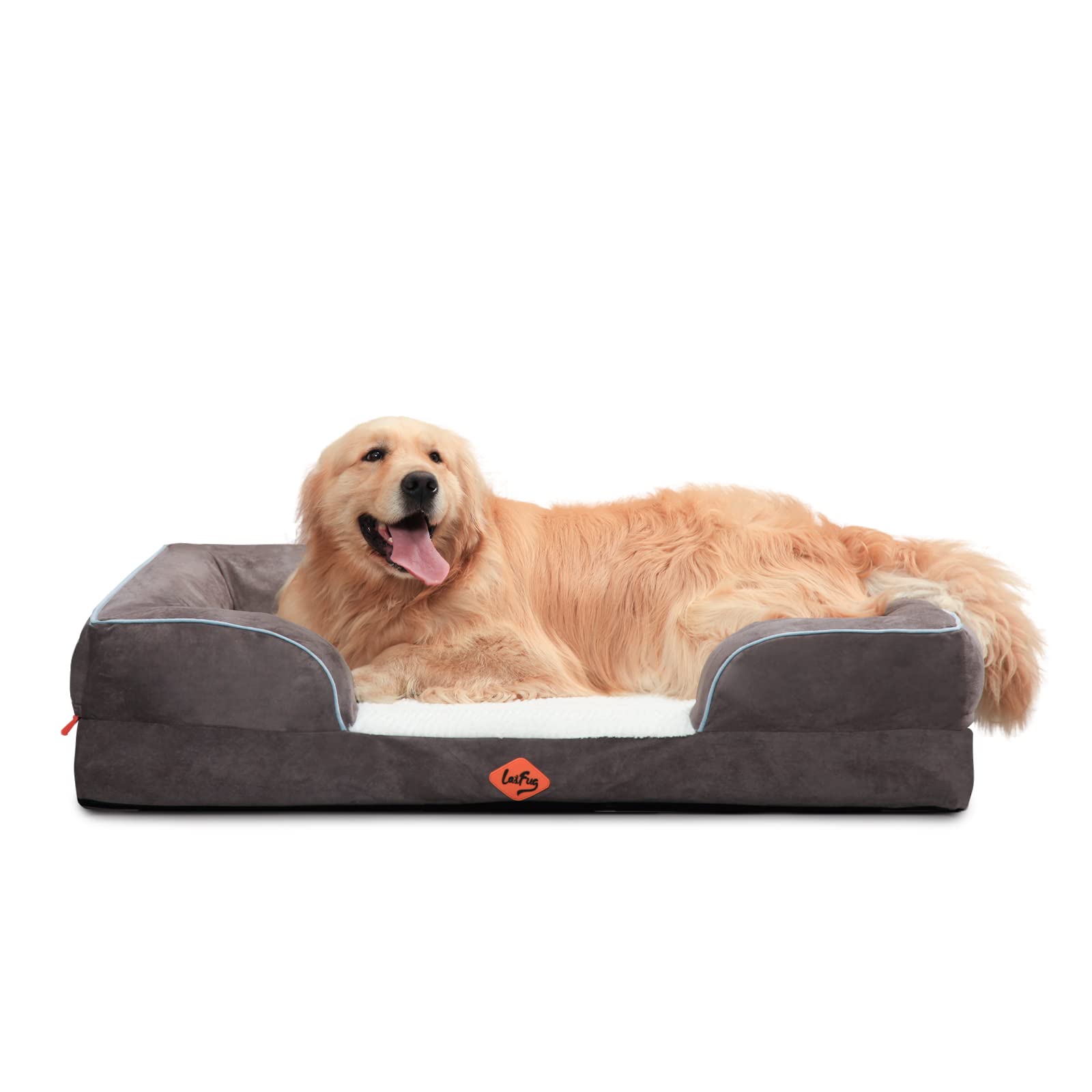 Laifug Large Orthopedic Premium Memory Foam Dog Bed, Dog Sofa with Washable and Removable Suede Cover, Waterproof Liner and Non-Slip Bottom Light Brown, X-Large(44''x34''x9'')