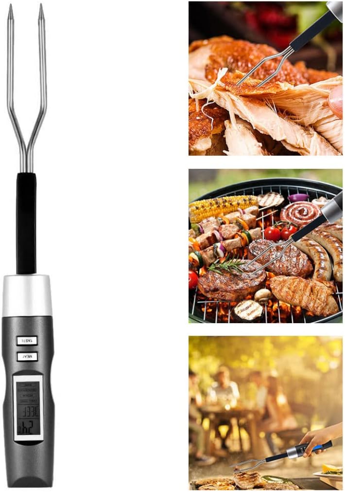 BBQ Meat Thermometer Fork Stainless Steel Digital Barbecue Fork With Backlit Light Fork Cooking Meat Thermometer Fork,BBQ Fork With Thermometer,Digital BBQ Fork,Stainless Steel BBQ Fork,Cooking : Patio, Lawn & Garden