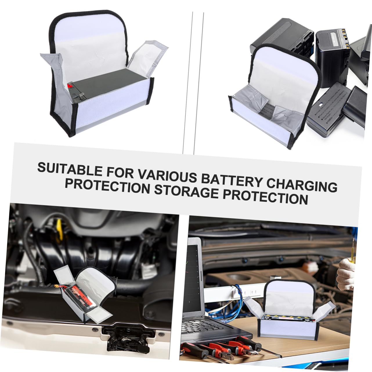 SHINEOFI 3 Set Borsa Antideflagrante Per Batteria Borsa Batteria Ignifuga Sicurezza Safebet Sacchetti Sacchetto Antiesplosione Per Batterie Custodia Protettiva Per Silver 2 Pezzi*3
