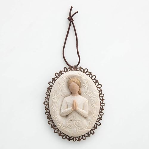 Vista 20 de Willow Tree Adorno con bordes de metal, esculpido pintado a mano en relieve