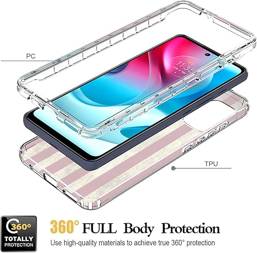 Miniatura 3 de Yodueiv Funda para Moto G60S, Motorola G60S XT2133-2 con protector de pantalla de vidrio templado, funda protectora de cuerpo completo con bonito