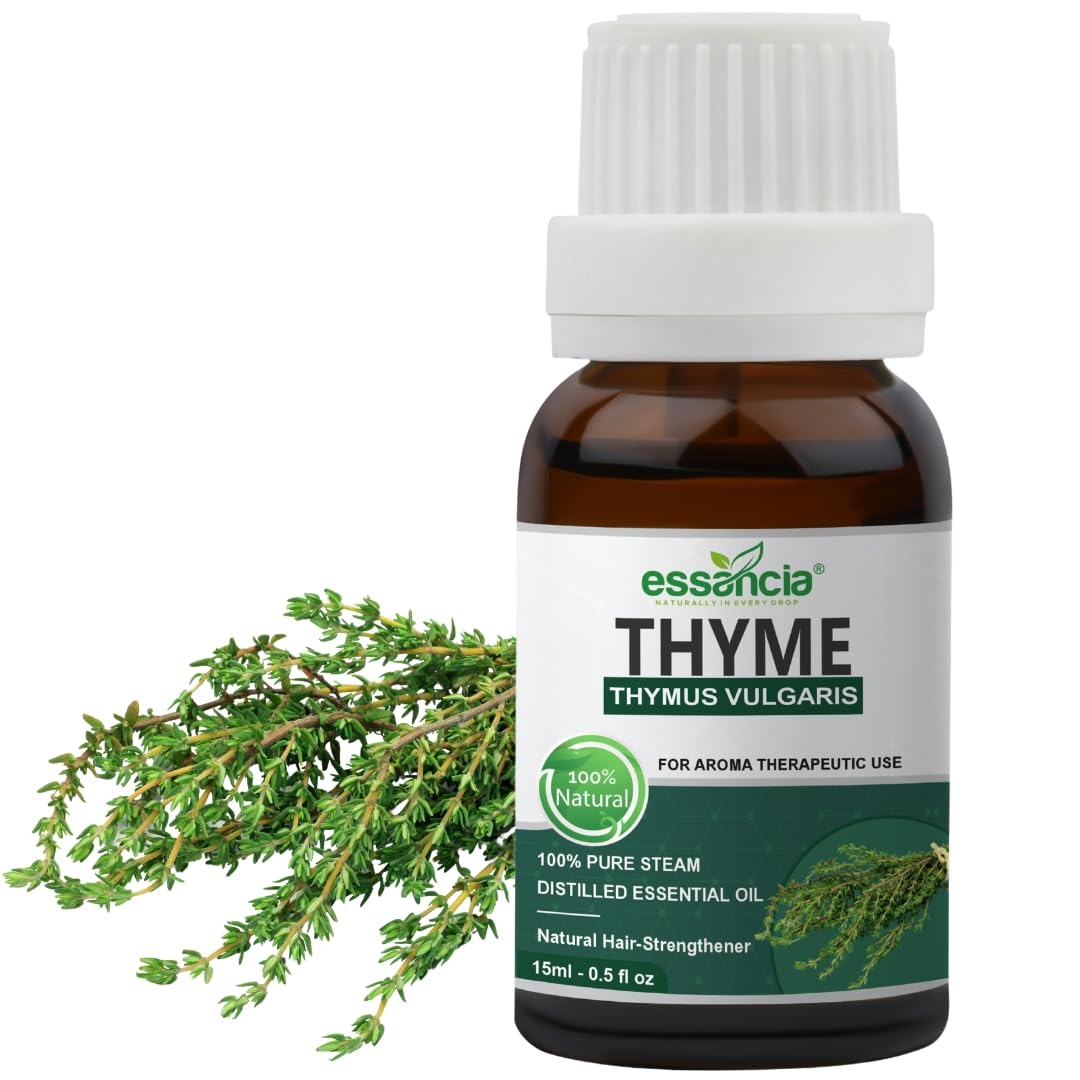 Essancia Thyme Essential Oil for Respiratory Health, Relaxation & Skin Care - 100% Pure, Natural, Undiluted Therapeutic Grade (15ml)"