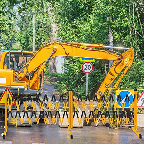 Expandable Security Gate Yellow Black Mobile Parking Barrier 36 Inch High Driveway Fence Retractable Traffic Barricade Folding Portable Scissor Gate For Outdoor Road Garage Construction (16.4 Feet) #TOP4