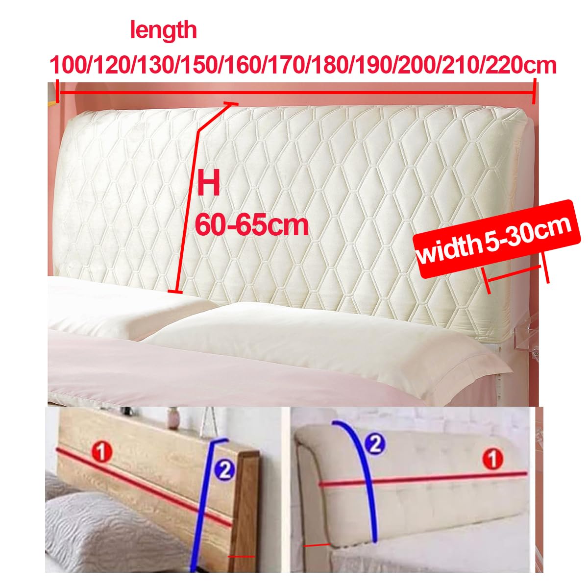 Kopfteil Bezug 200cm - Praktische Abdeckung Für Alle Bettgrößen In Dunkelgrau