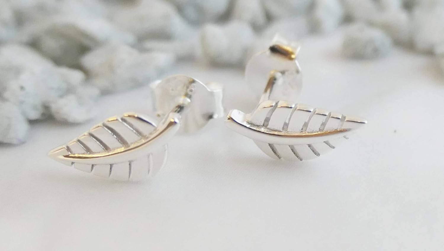 Leaf Stud Earrings 10mm – 925 Sterling Silver, Handmade Dainty Minimalist Fine Jewelry for Women - Image 6