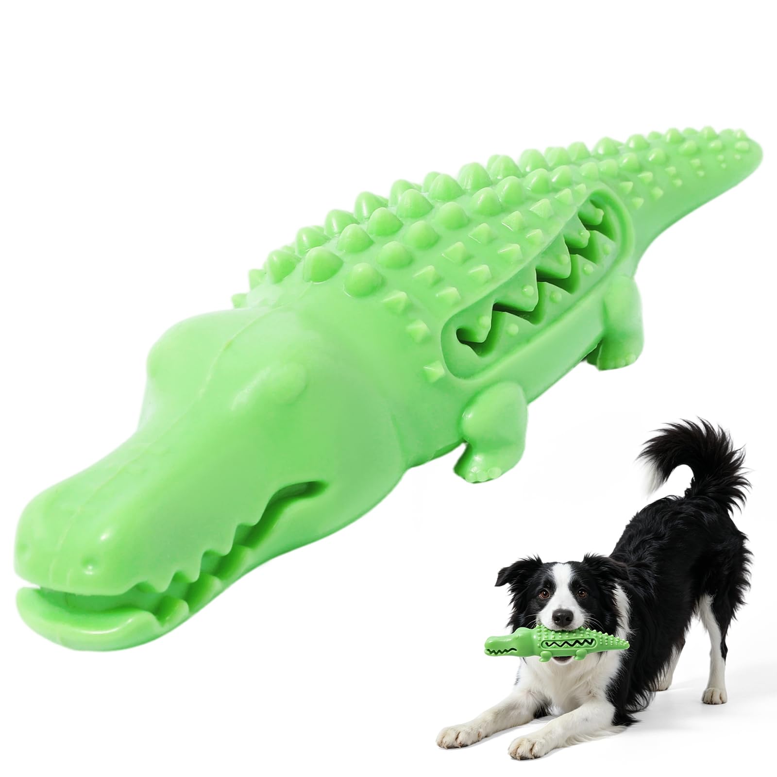 Belababy Dog Toys Indestructible, Tough Dog Chew Toys for Medium Large Dogs, Boredom Breaker, Cleans Teeth and Easy to Clean, Used for Outdoor Play Training, Green