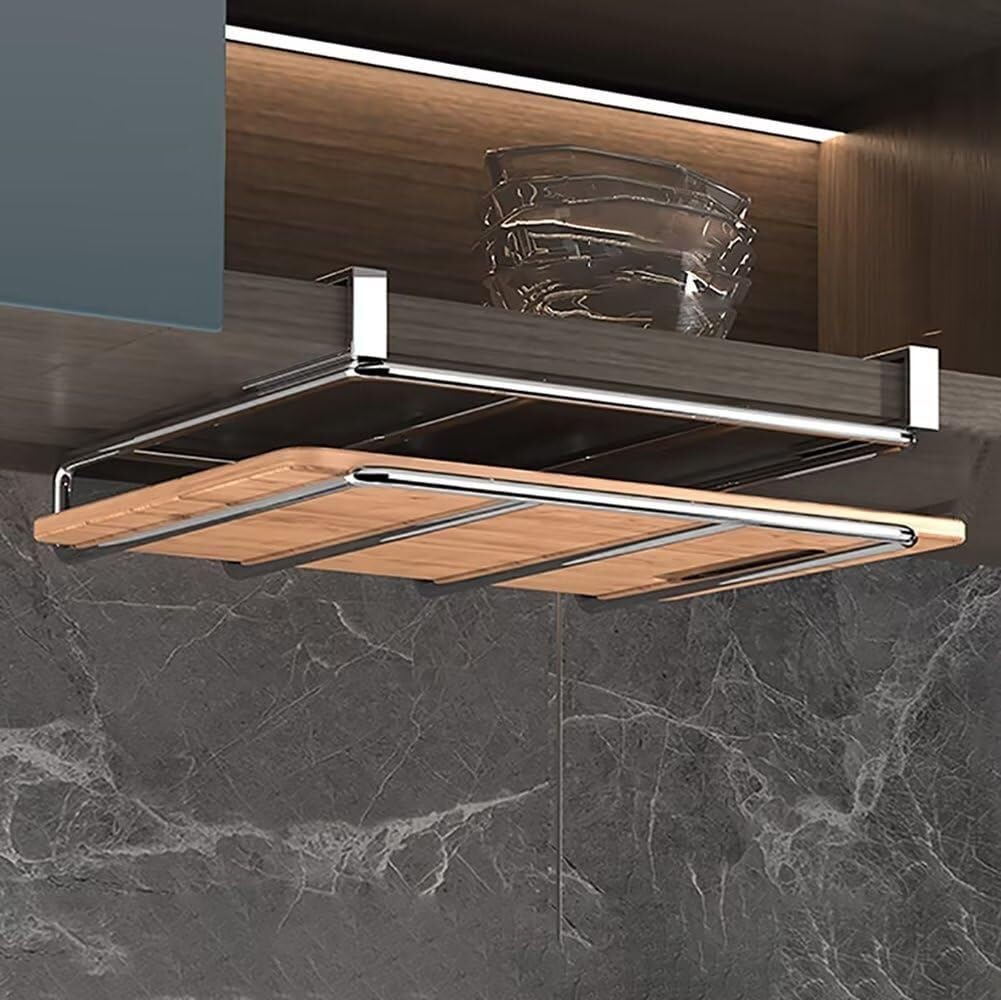 4 Supports De Rangement Sous Armoire Pour Planche à Découper Et Couvercles - Acier Inoxydable, Installation Adhésive - Gain De Place Cuisine
