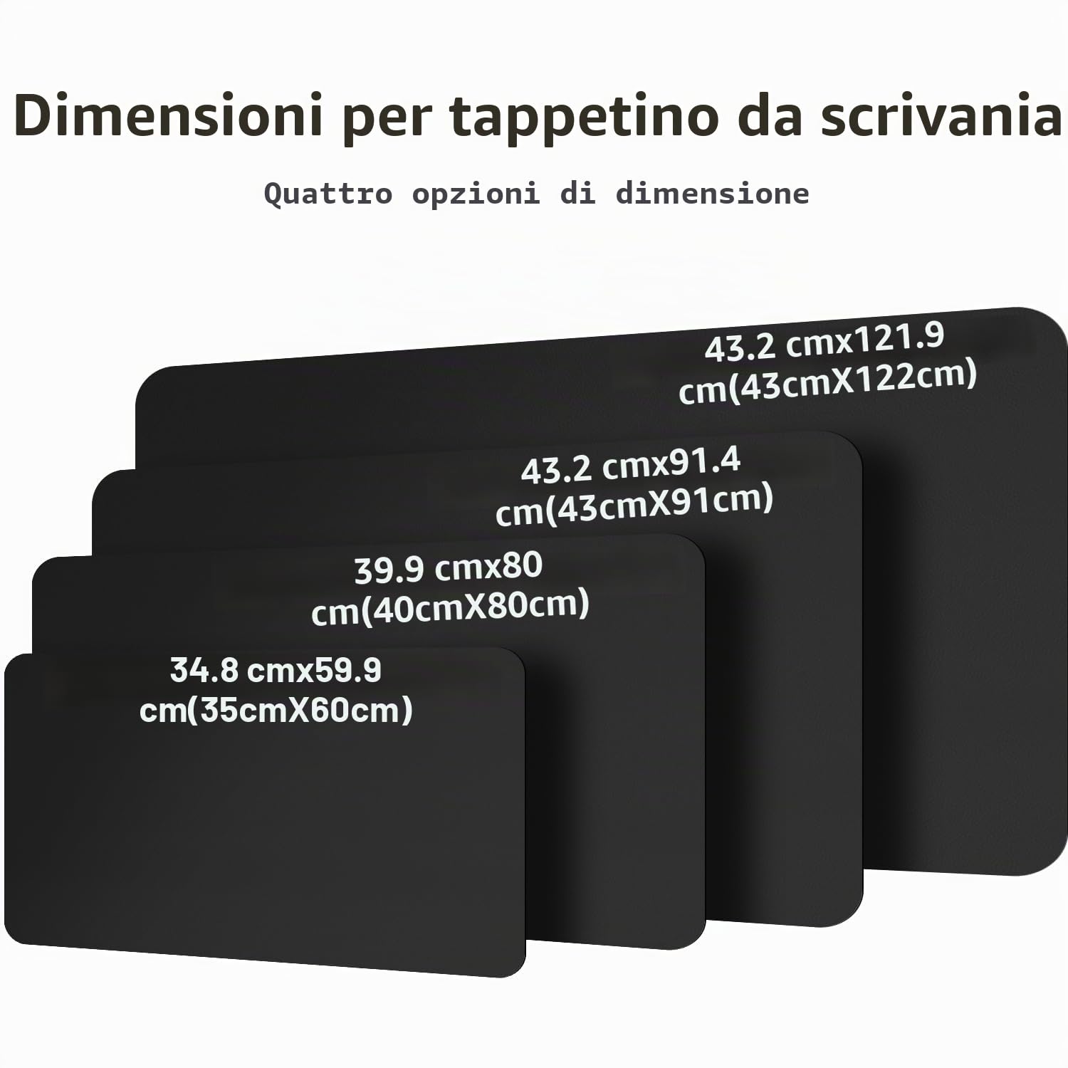 Tappeto da ufficio in pelle PU 80x40 cm nero antiscivolo impermeabile per scrivania