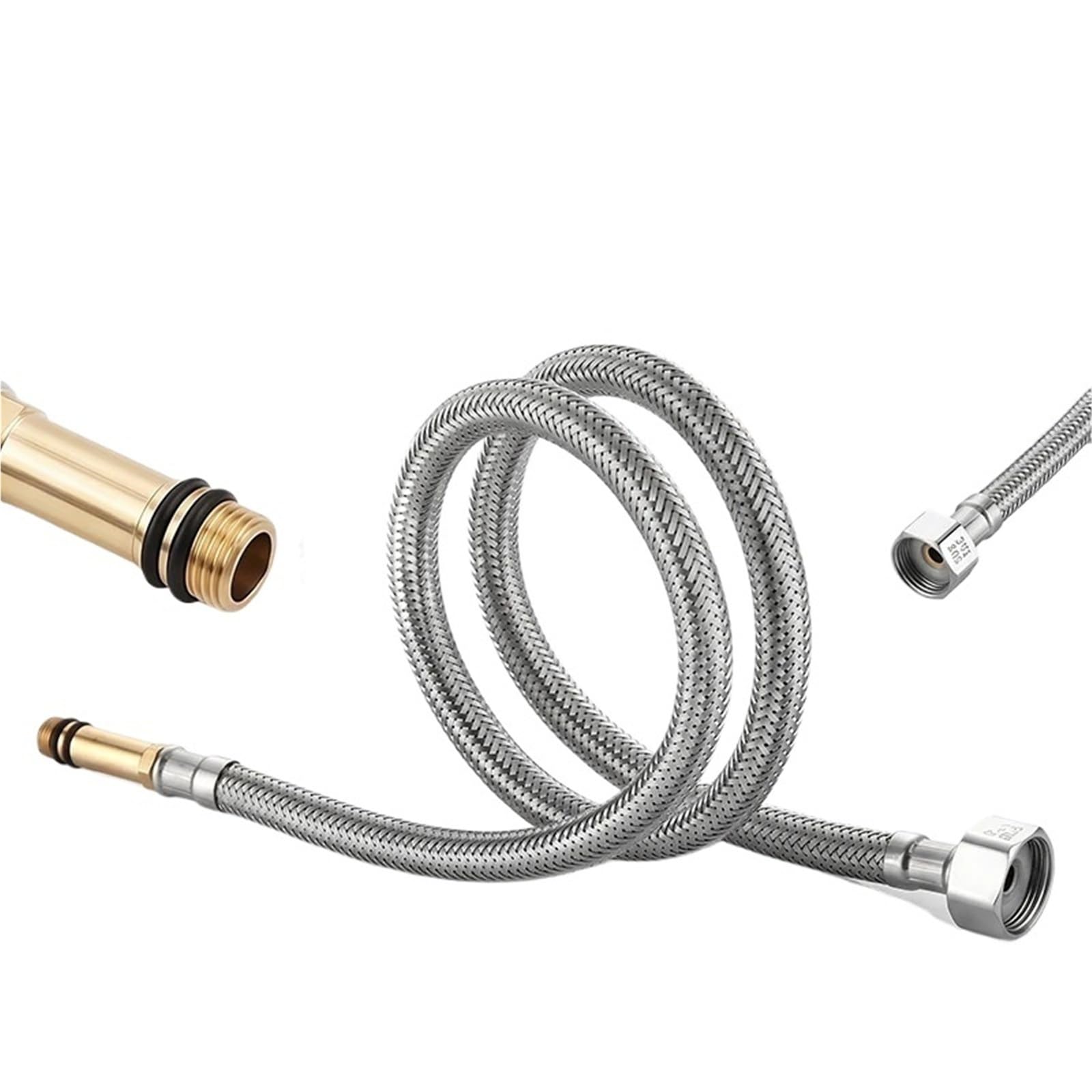 Ydhsikk 50Cm Shower Hose, 304 Stainless Steel Braided Water Supply Line Hose Hot Cold Sink Basin Faucet Connector(50Cm)