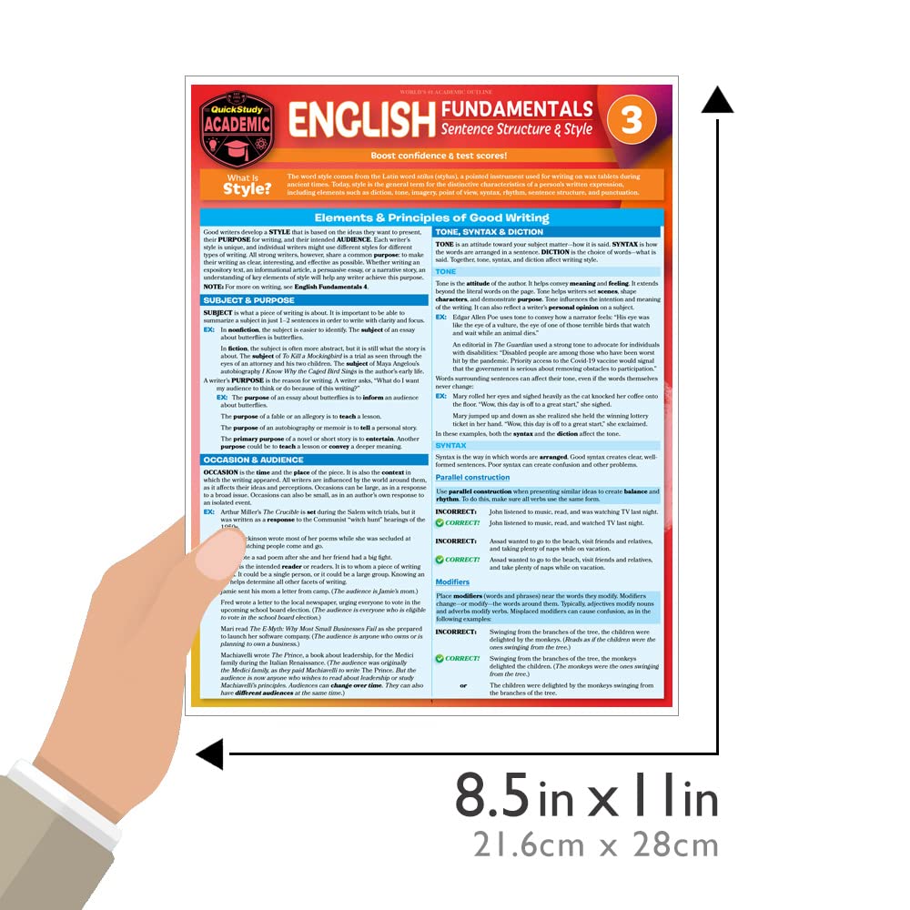 English Fundamentals 3 - Sentence Structure & Style: QuickStudy Language Arts Laminated Reference & Study Guide - Image 4
