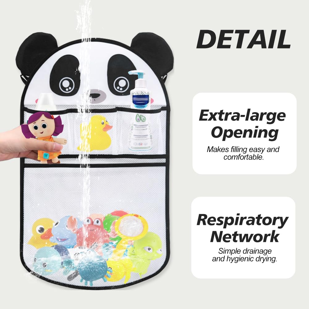 Filet De Rangement Pour Jouets De Bain - Organisateur De Baignoire En Maille Avec 2 Crochets Adhésifs - 24,5 X 23 X 27 Cm - Blanc - 9