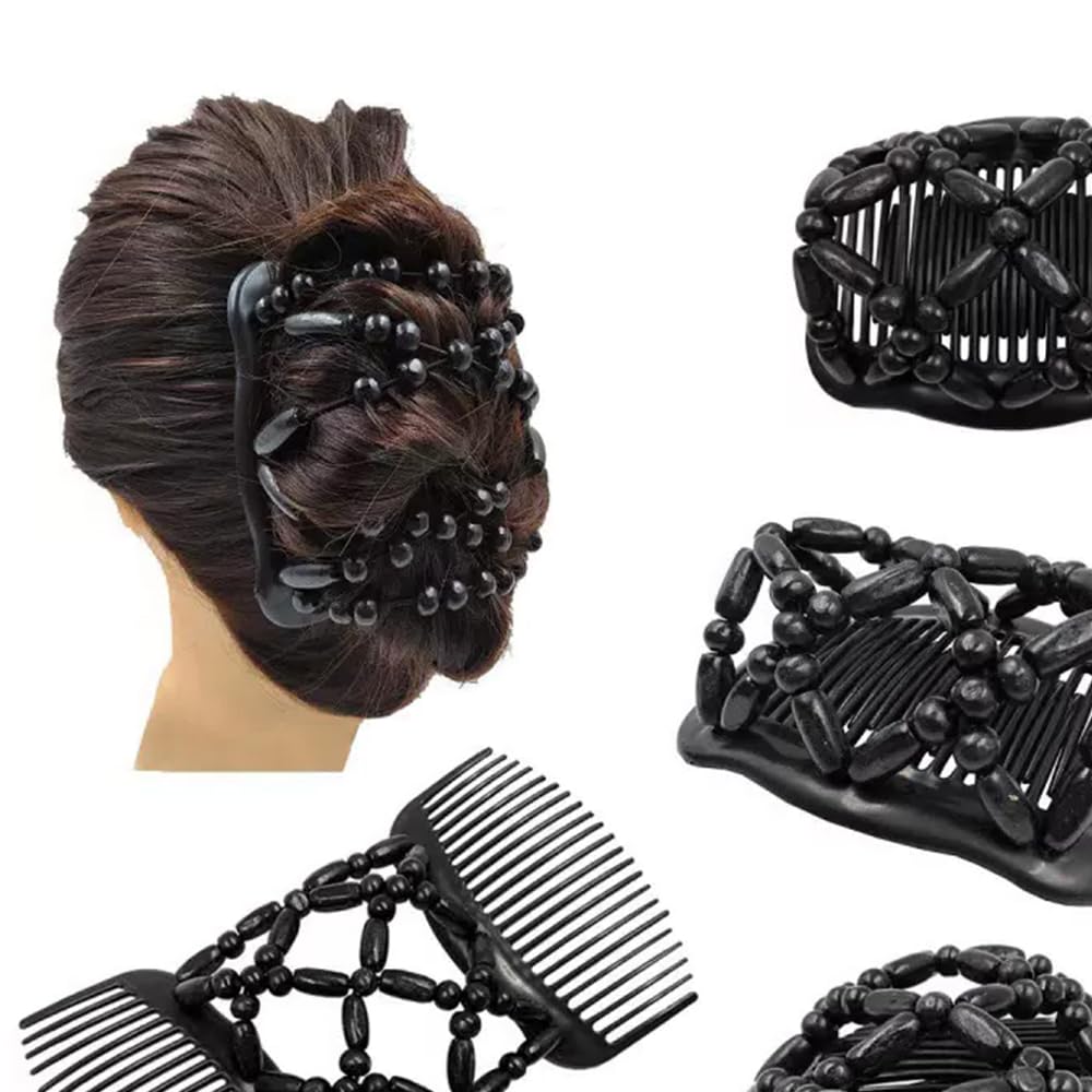 2PCS Estirar Combs,Magic Hair Combs,Pinza de Pelo Elástica Doble Clips,Peinetas Elásticas de Pelo para Mujer Moda Mágica Peine para el Cabello Mágico,para Cabello Largo Corto y Rizado