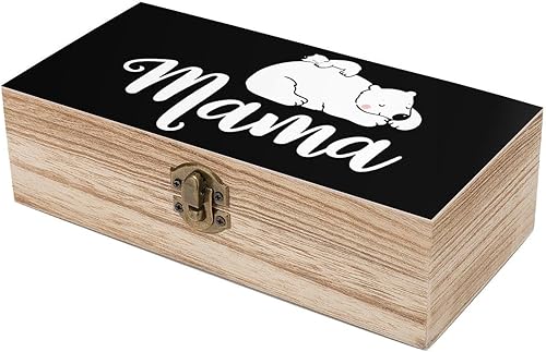 Miniatura 6 de Mama Bear Wooden Storage Box Rectangular Keepsake Box Organizer Jewelry Box Holder Gift Boxes for Home Storage Container