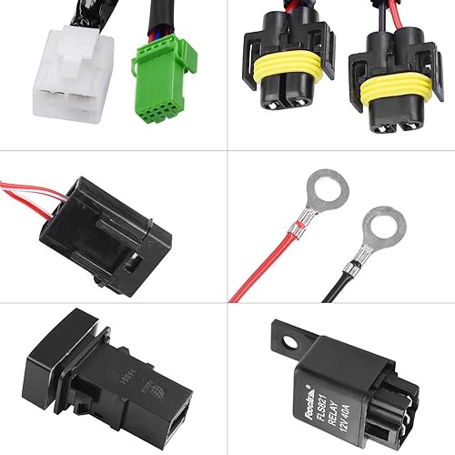 Miniatura 4 de H11 880 881 H9 H8 Lámpara de luz antiniebla Arnés de cableado Conector de cable con relé de 40 A e interruptor de encendidoapagado Kits apto para