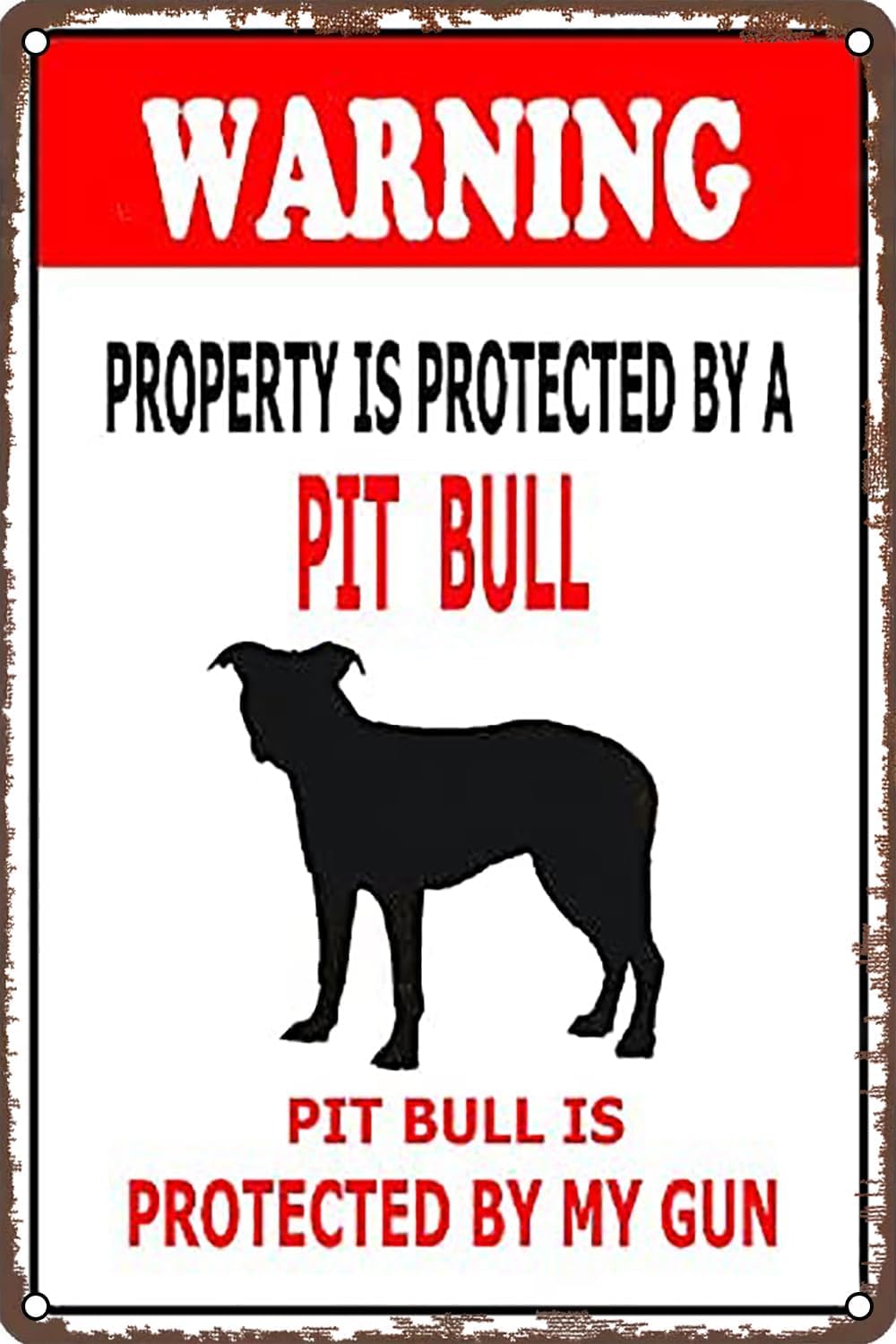 SMAZDFXX Funny Metal Sign Warning Beware of Pit Bull Sign Vintage Wall Decor for Outdoor Home Bathroom Garden Man Cave Bars Restaurants Cafes Office Store 5.5"x8"