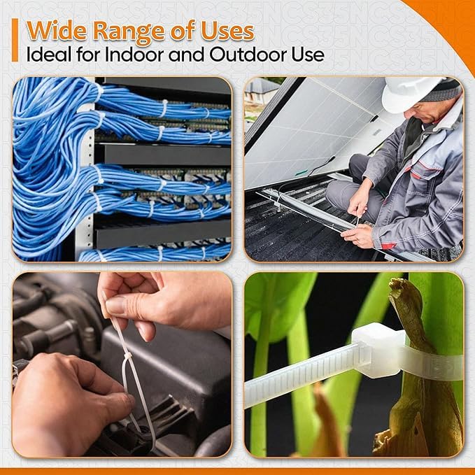 Image of bvslf 100 MM x 2.5 MM | 300 PCS | Small Cable Ties Clear White Mini Thin Cable Ties, Plastic Zip Ties, 4 Inch Nylon Self Locking Tie Wraps for Household Office Garden,
