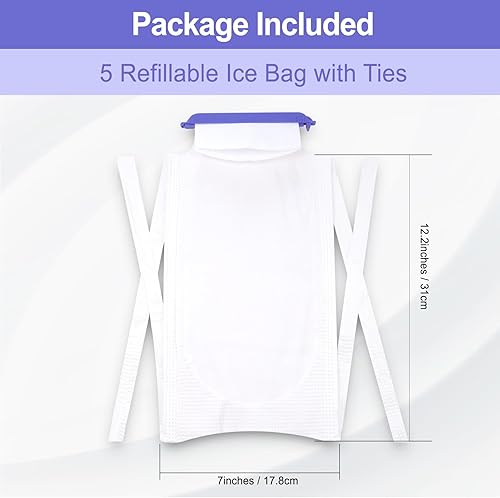 Miniatura 2 de Bolsas de hielo recargables con cierre de abrazadera (paquete de 5) grandes, desechables, fácil de llenar, con cubierta exterior suave y capa