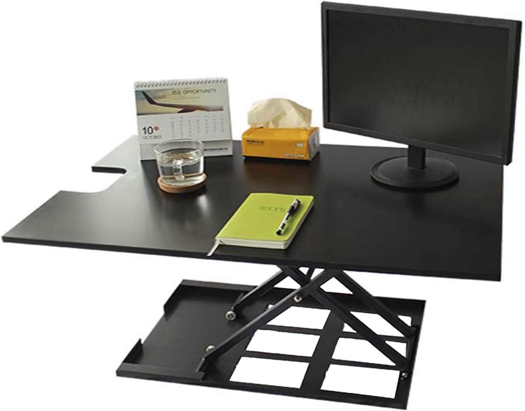 Standing Desk Converter-INNOVADESK 36-24 inches- Adjustable Standing desk – Sit Stand Desk Converter - Laptop Desk Riser- The Best Adjustable Standing Desk- Preassembled desk (Black)