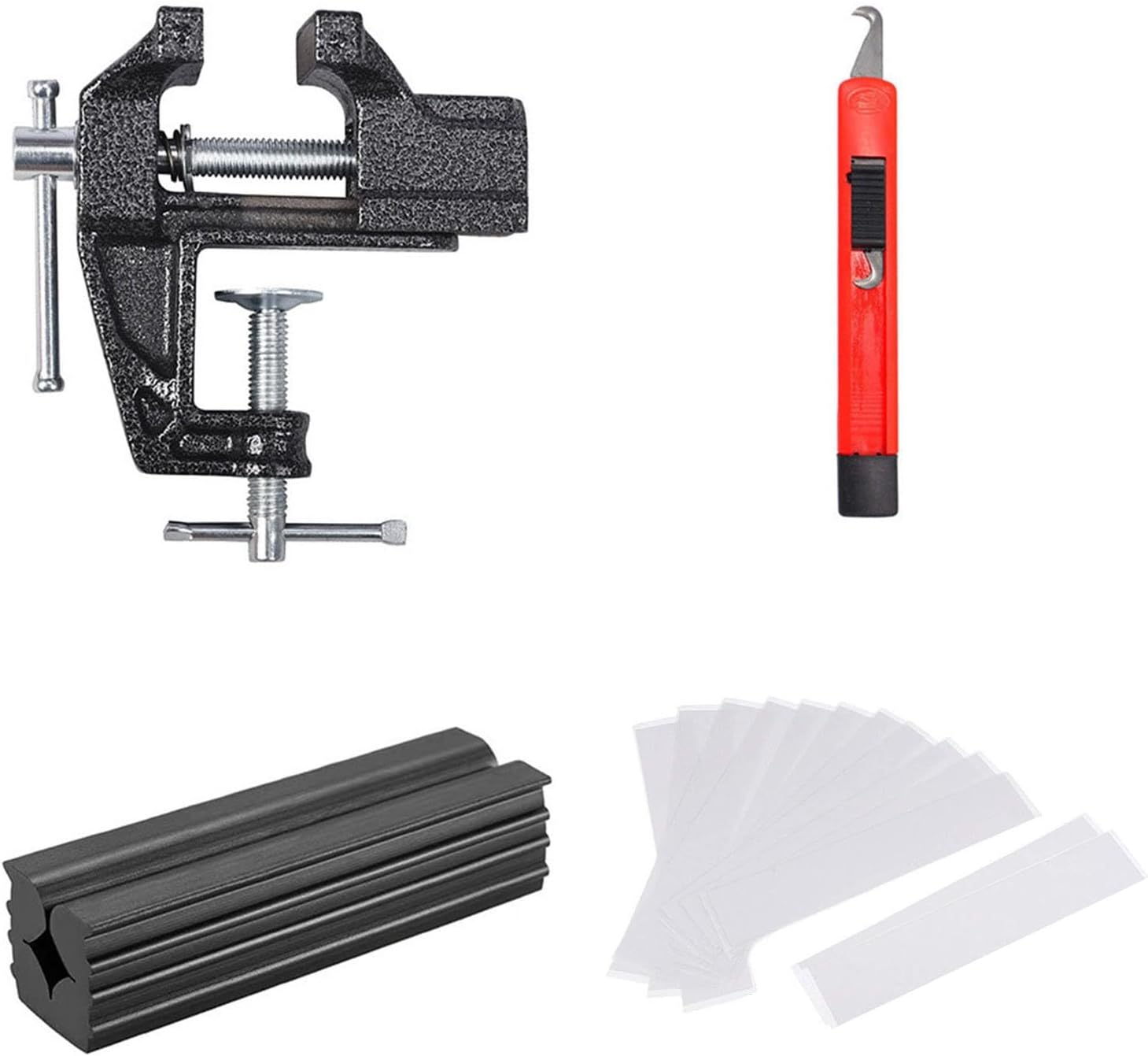 Talent Star 1 Set Golf Grip Replacement Tool Kit with Mini Vise Clamp Rubber Clamp Hook Blade Double Sided Tape Golf Club Replacement Gadgets Golf Accessories