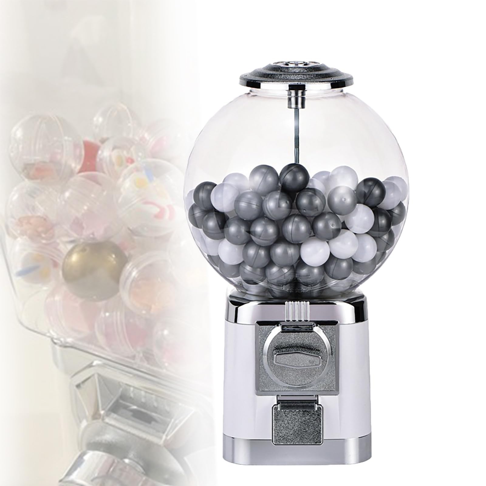 Nzvzgktntw White Gumball Machine For Kids，Bulk Vending Dispenser Countertop Vending Machine With Keys For Toys Candies Capsule Balls, Suitable For 0.39-1.26In Balls(White)
